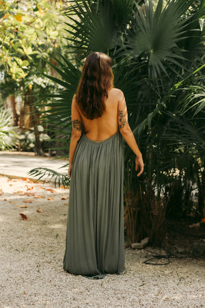 Low Back Halter Tie Beach Dress | MAHAHUAL