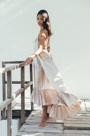 Silk Maxi Dress with Ruffle | Sian Kaan Long