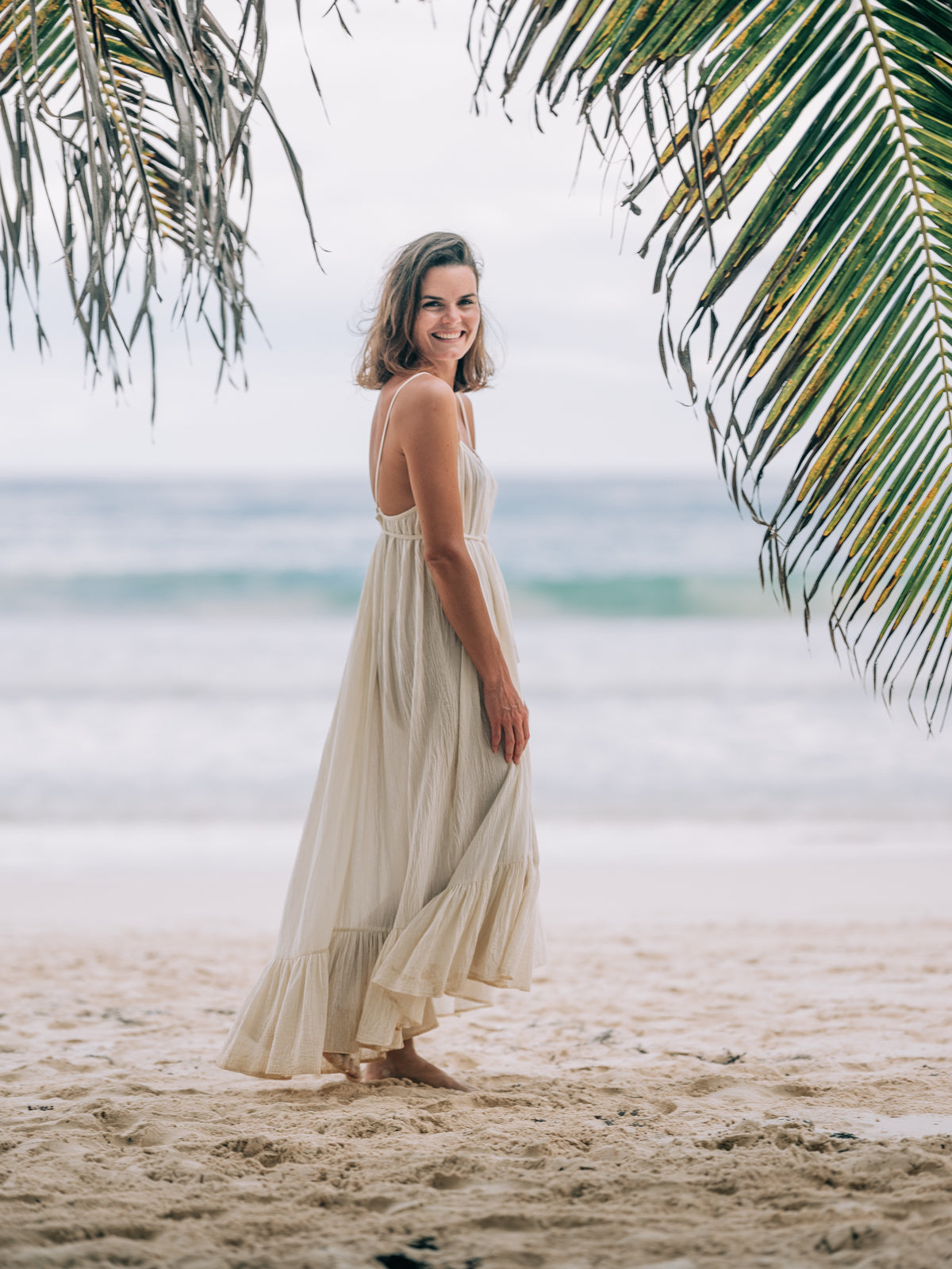 Ruffle Maxi Dress, Long Flowy Beach Cotton Dress, Beach Bride | -  Wanderlustulum