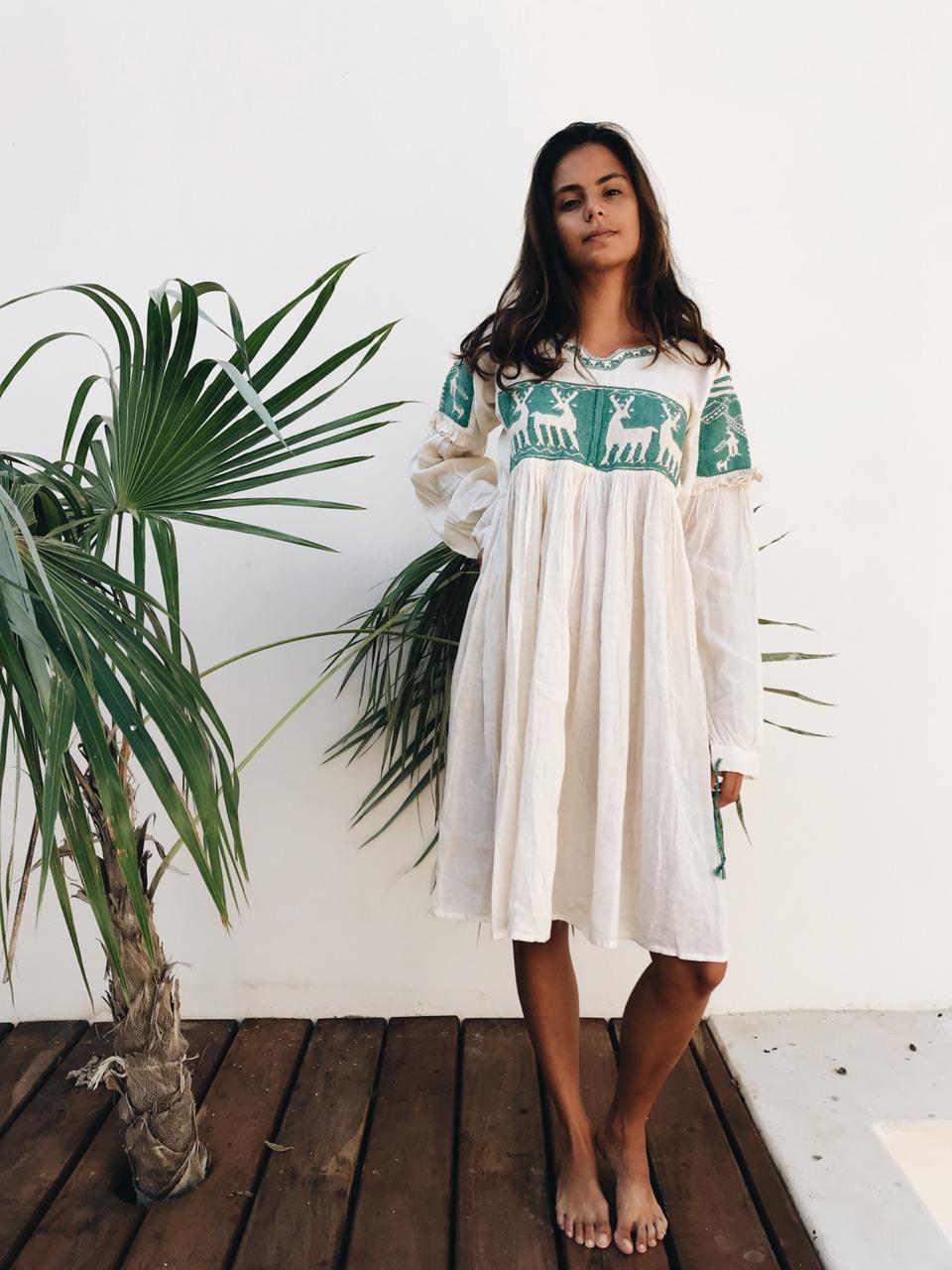 Oaxaca embroidered long sleeve dress