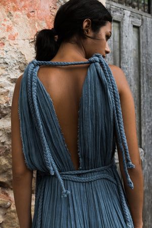 SELENA V-Neck Side Slit Greek Goddess Beach Maxi Dress